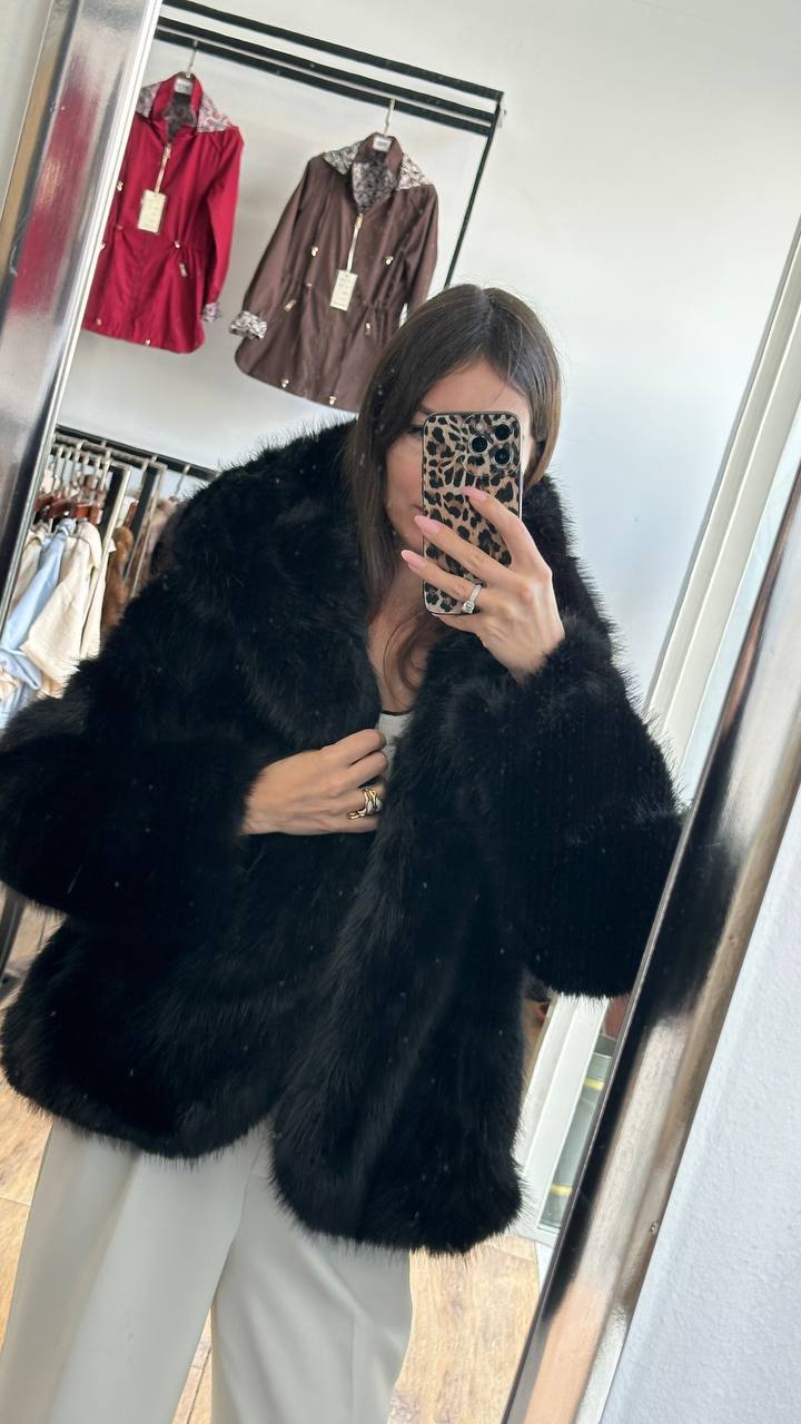 Fox fur coat.