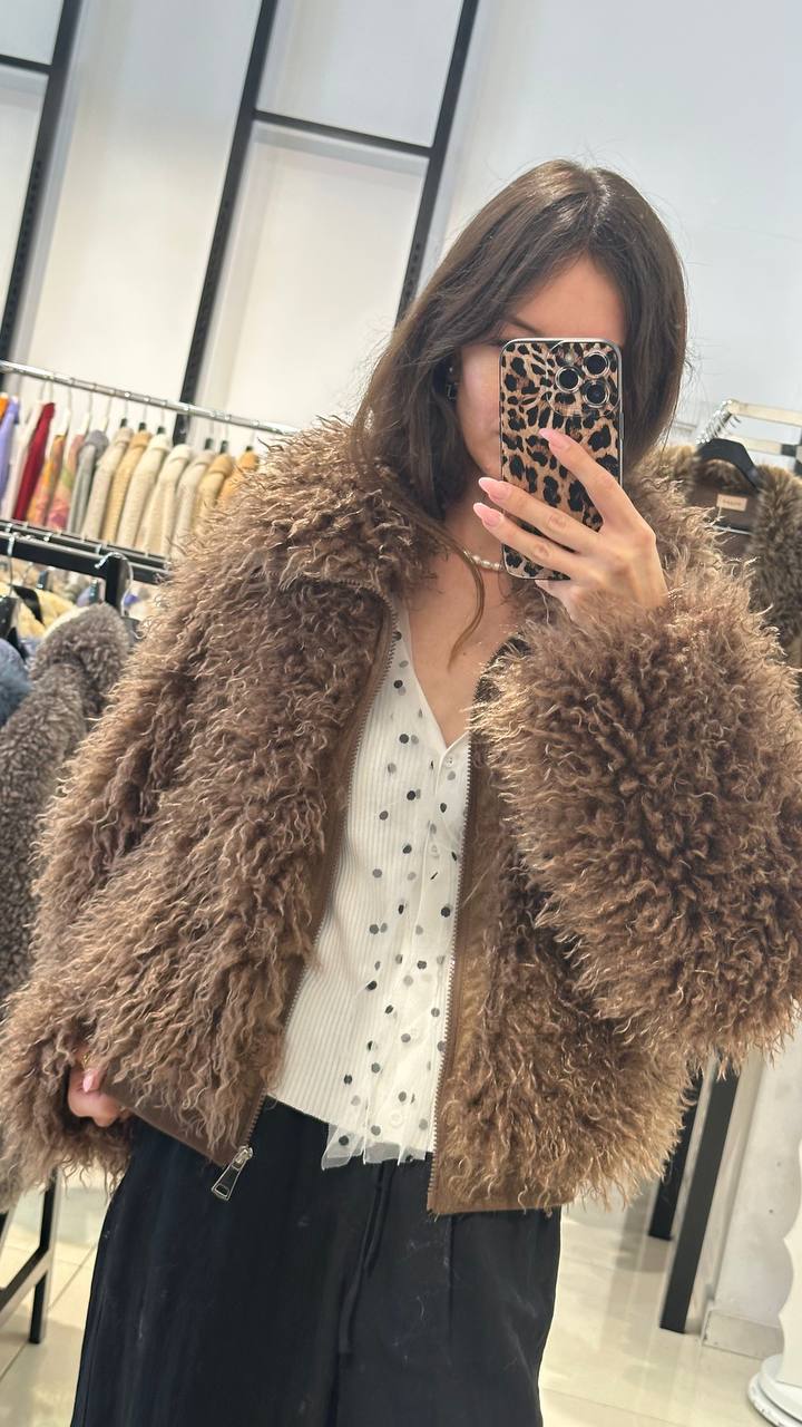 Bomber-style fur coat