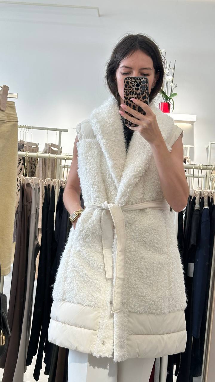 Extended lamb fur vest