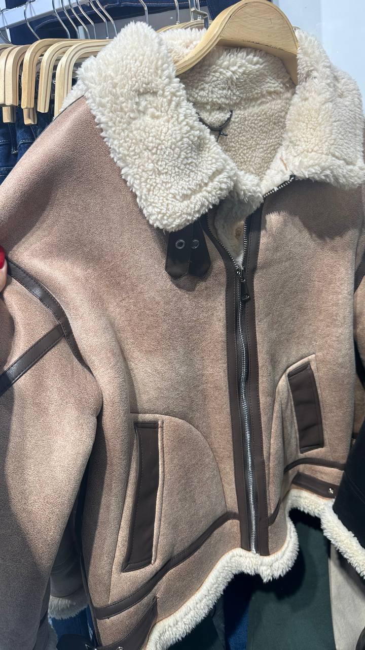 Aviator shearling coat