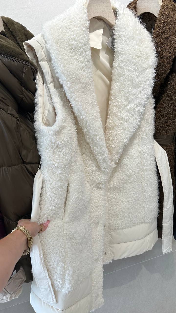 Extended lamb fur vest