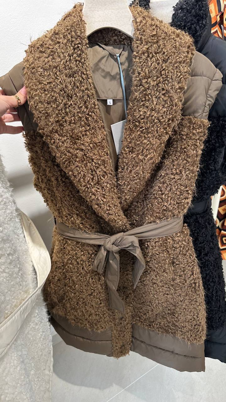 Extended lamb fur vest