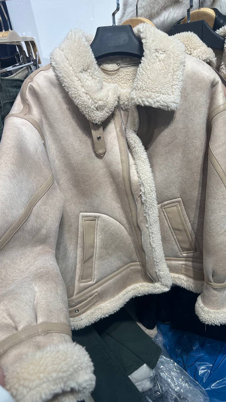 Aviator shearling coat