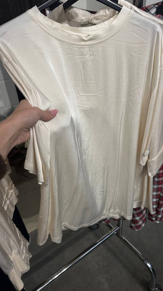 Basic Silk T-shirt in Champagne Color