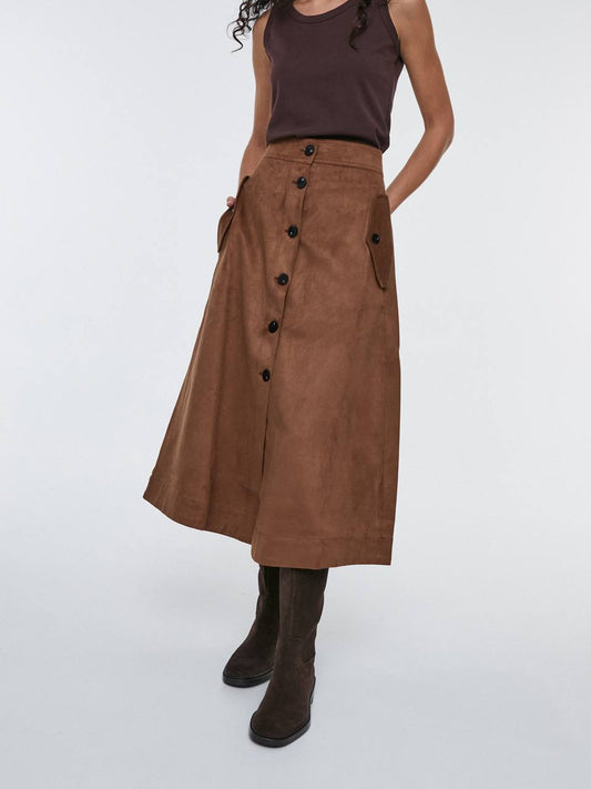 Soft Eco-Suede Midi Skirt