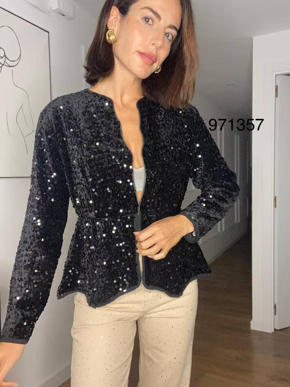 Sequined Velvet Jacket