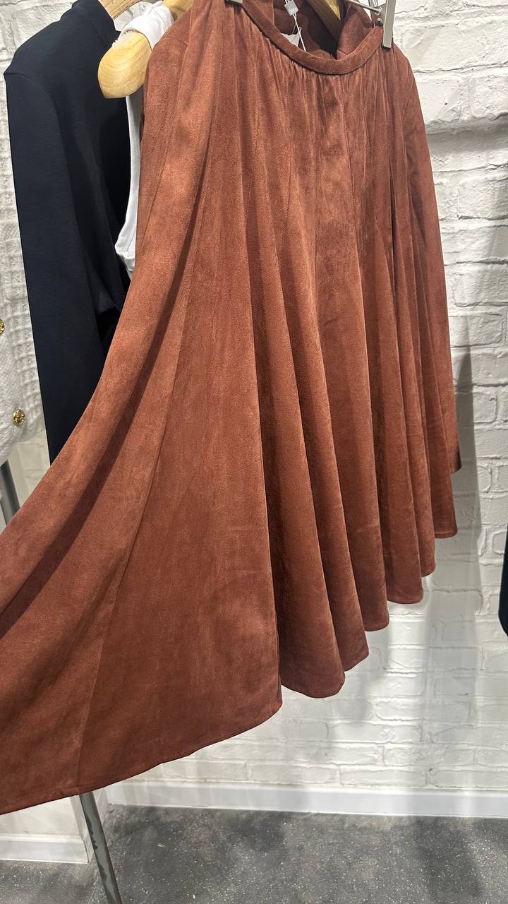 Eco-Suede Skirt with Panels