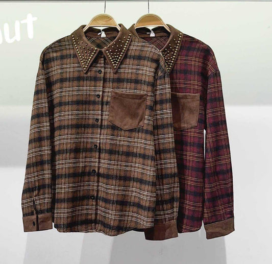 Ecotextile Blouse with Mixed Eco-Suede Inserts