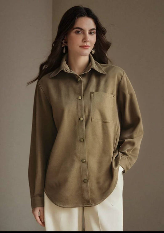 Soft Eco-Suede Shirt with Buttons