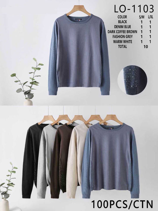 Knit Jumper with Combined Inserts and Thermostones on the Sides