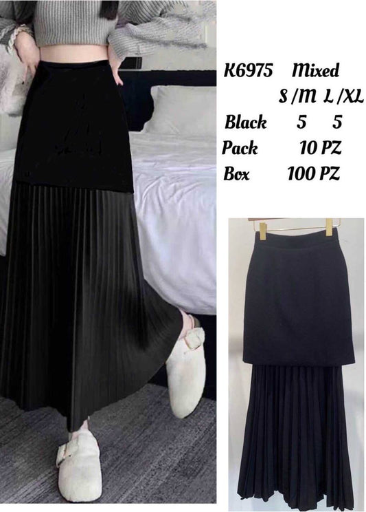 Knit Skirt with Combined Pleated Insert