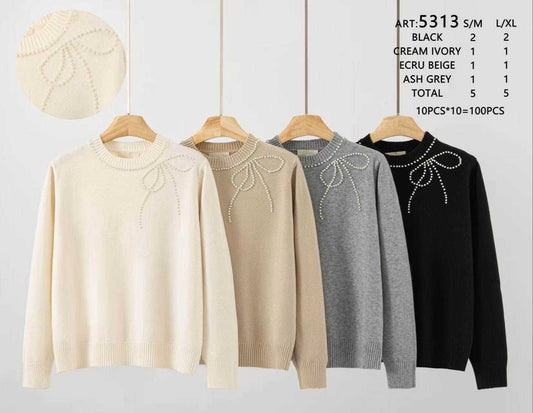 Knit Jumper with Bead Embroidery