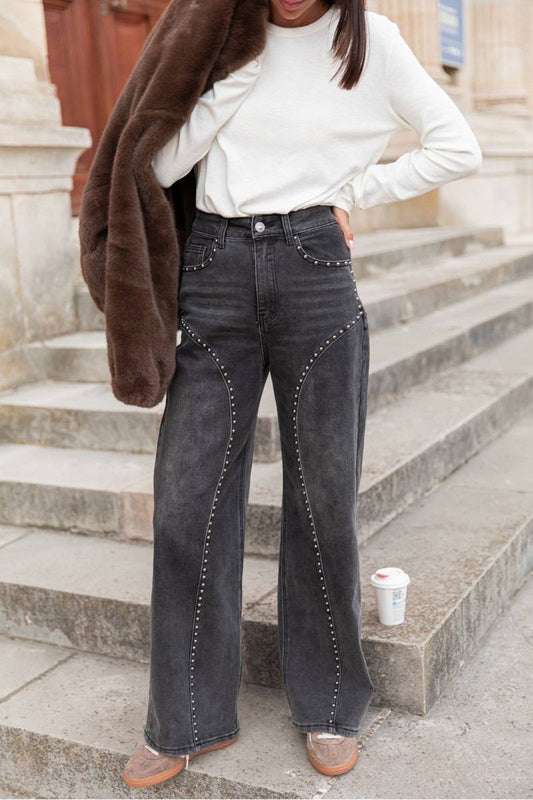 Straight-cut Jeans with High Waist