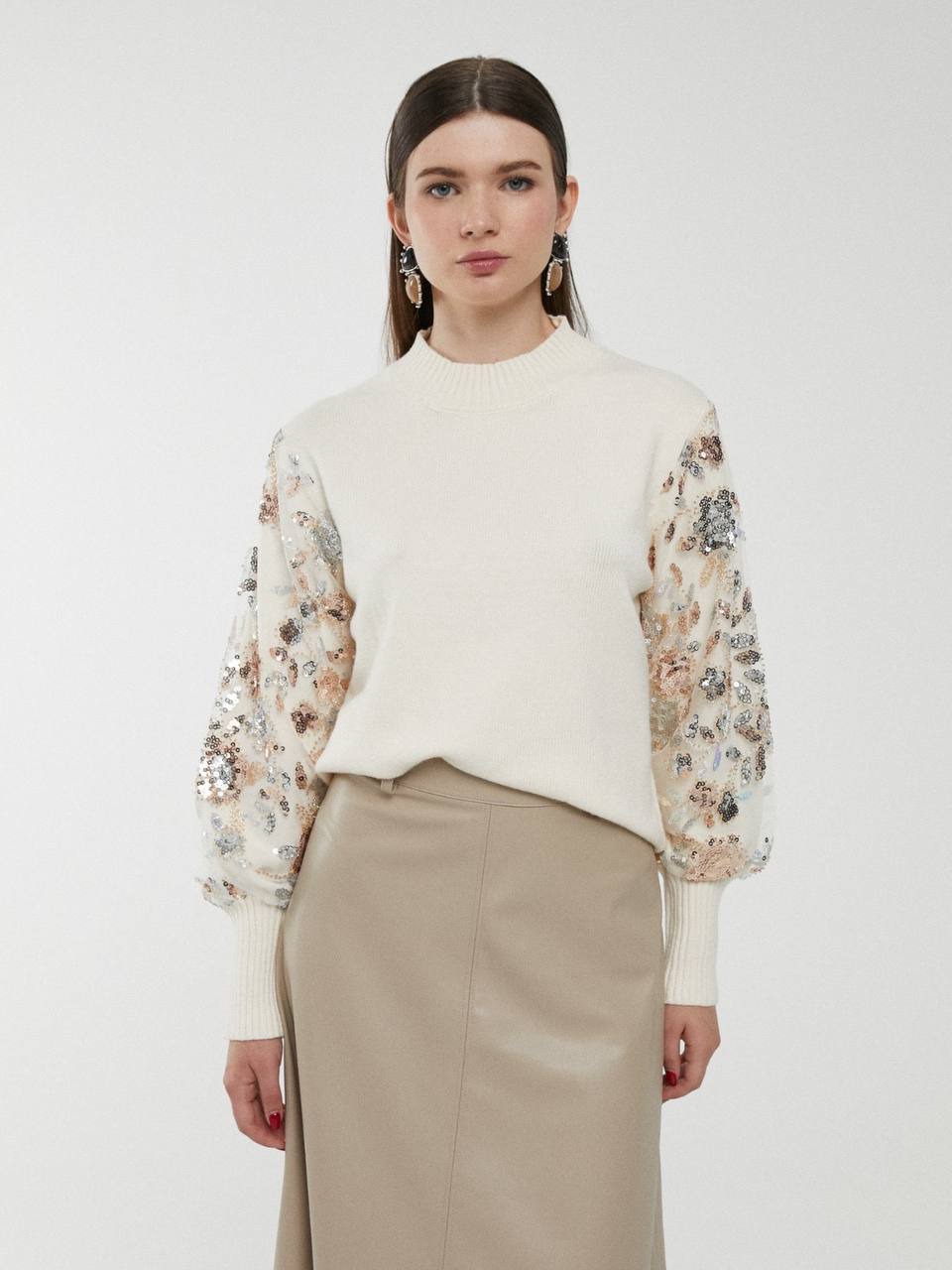 Knit Jumper with Voluminous Sleeves