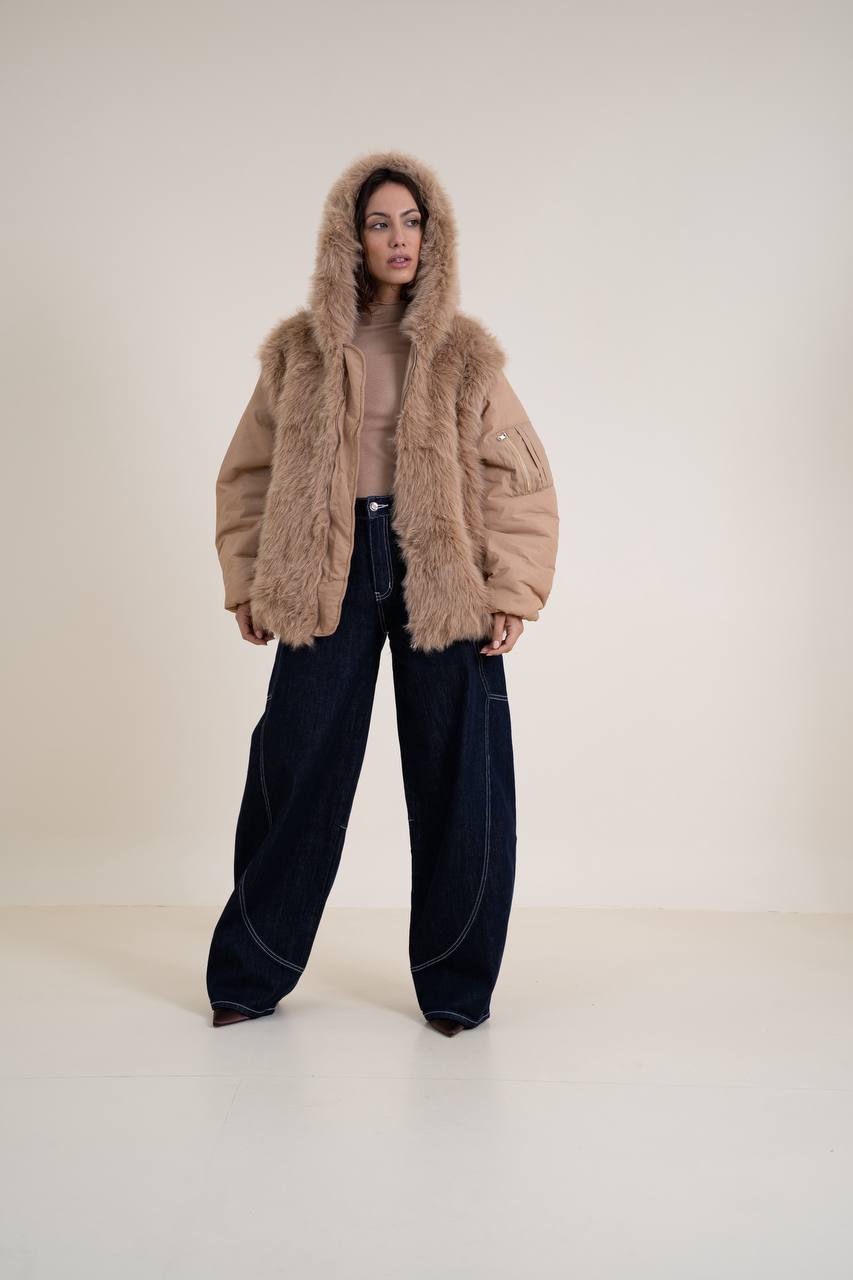 Puffy Jacket with Fur Inserts