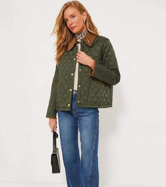 Quilted Jacket with Mixed Collar