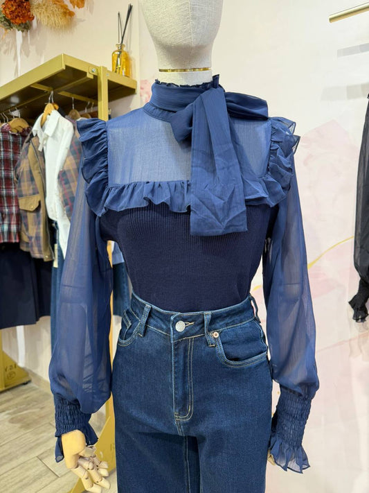 Blouse with Voluminous Sleeves