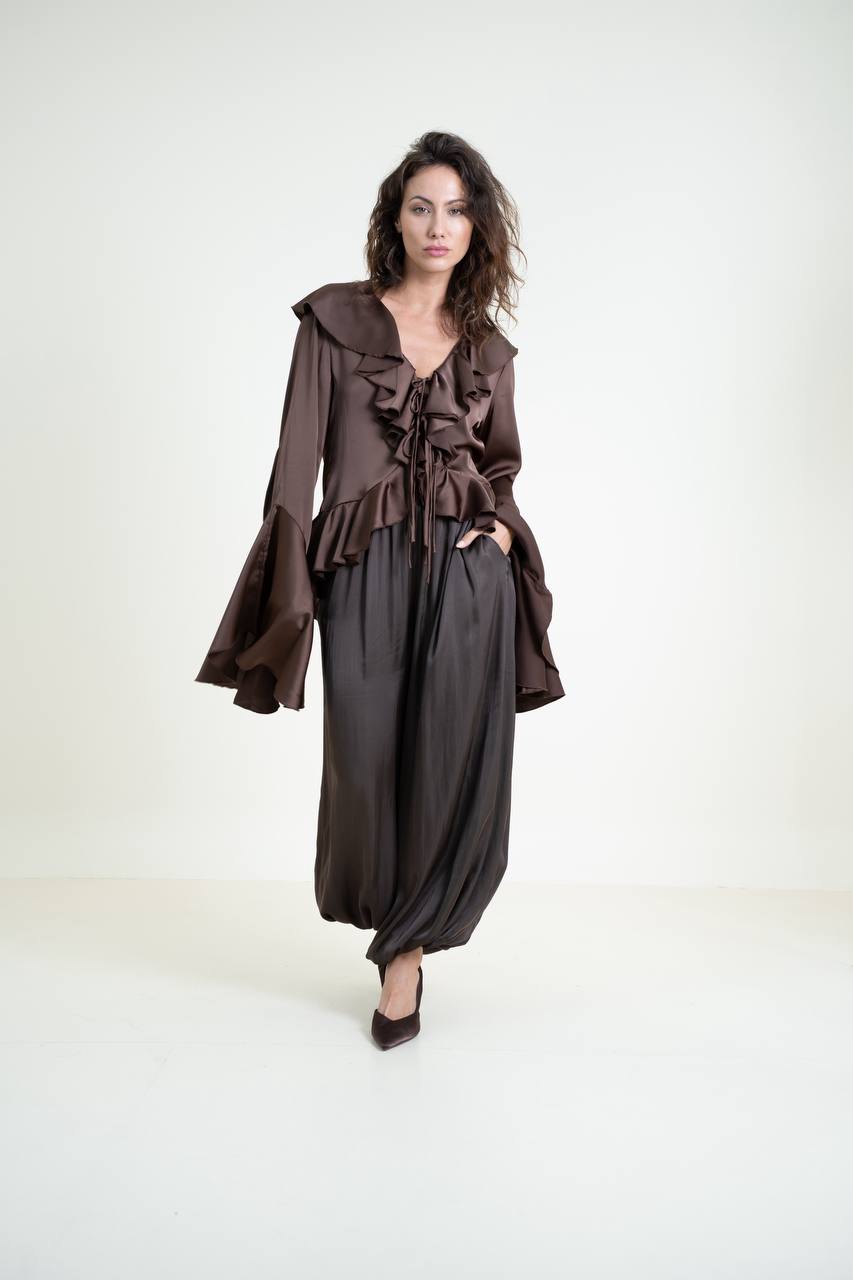 Viscose Blouse with Ruffles