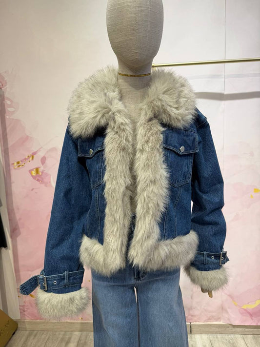 Jeans Jacket with Fur Lining
