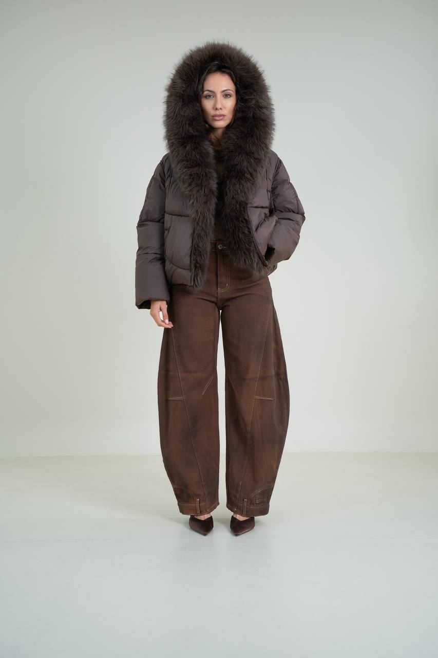 Puffy Jacket with Luxurious Fur