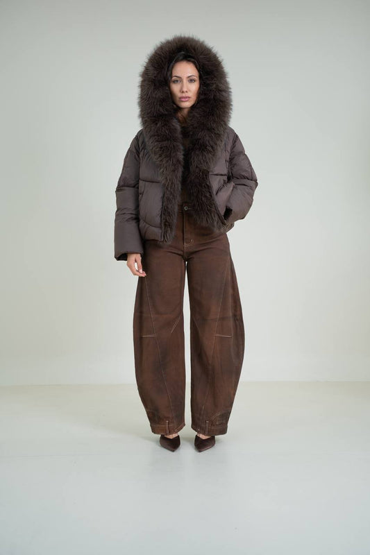 Puffy Jacket with Luxurious Fur