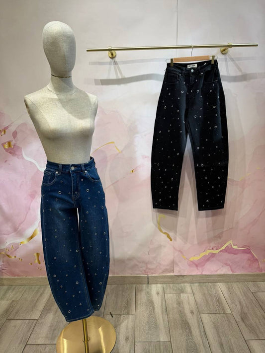 Baggy Jeans with Ring Accents