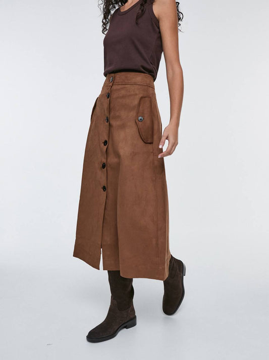 Soft Eco-Suede Midi Skirt