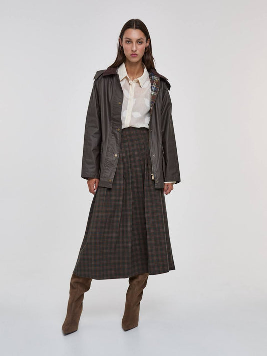 Mid-Length Plaid Skirt