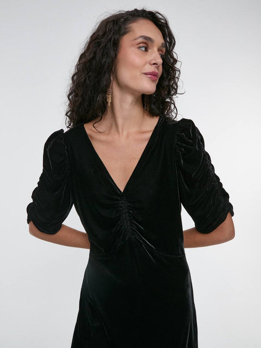 Velvet Dress with V-Neck