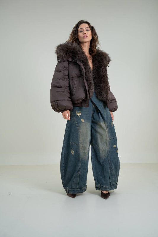 Puffy Jacket with Fur