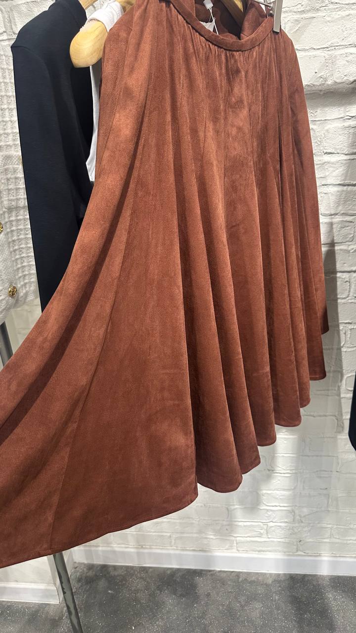 Eco-Suede Skirt with Panels
