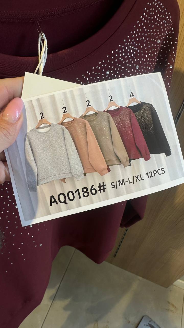 Basic Hoodie with Crystal Embellishment