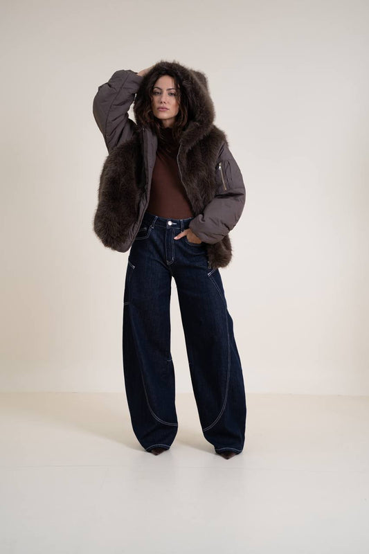 Puffy Jacket with Fur Inserts