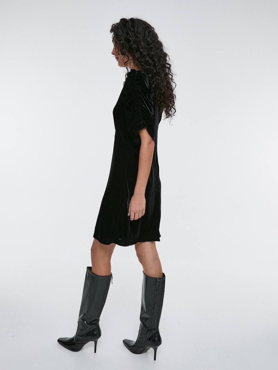 Velvet Dress with V-Neck