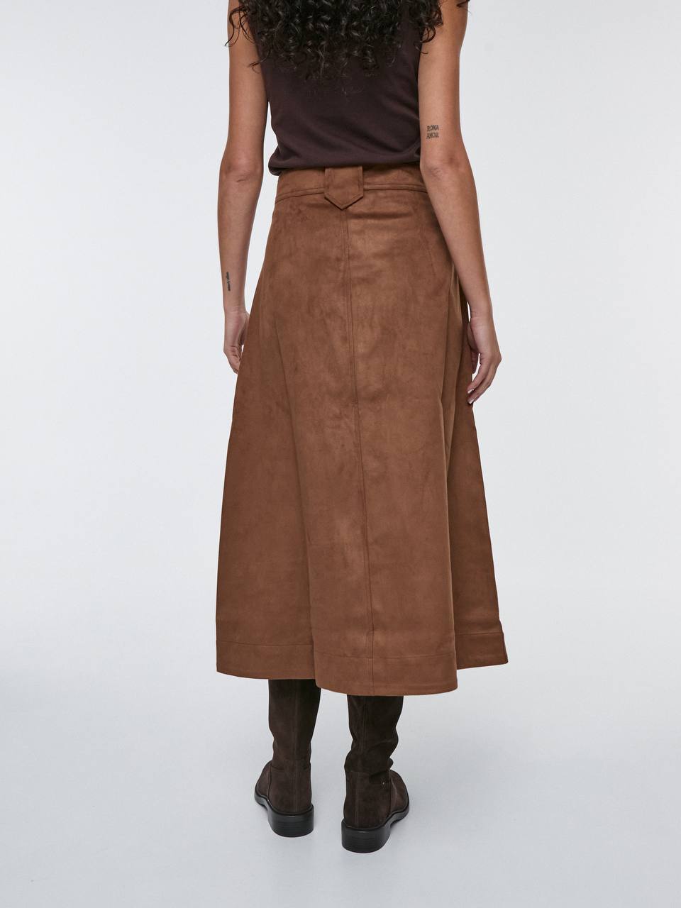 Soft Eco-Suede Midi Skirt