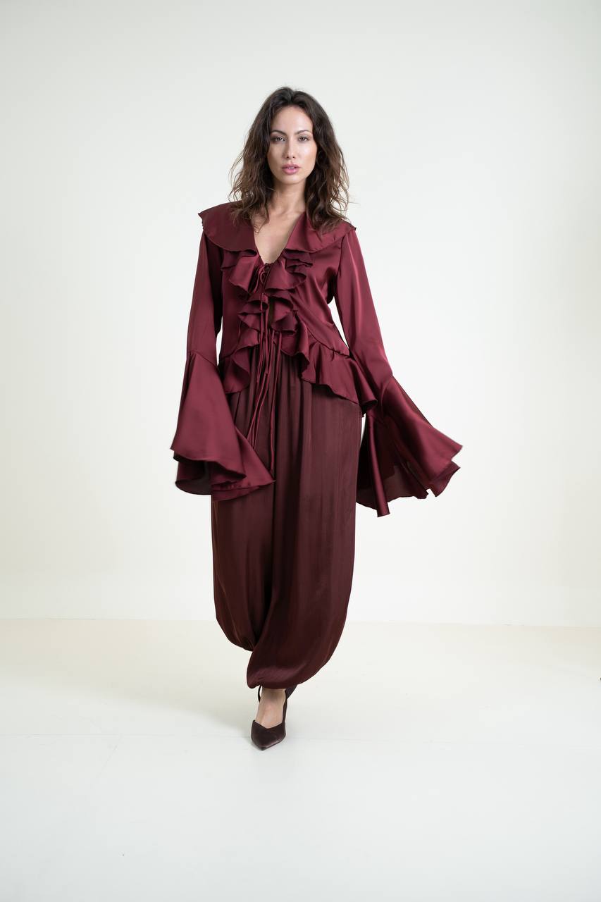 Viscose Blouse with Ruffles