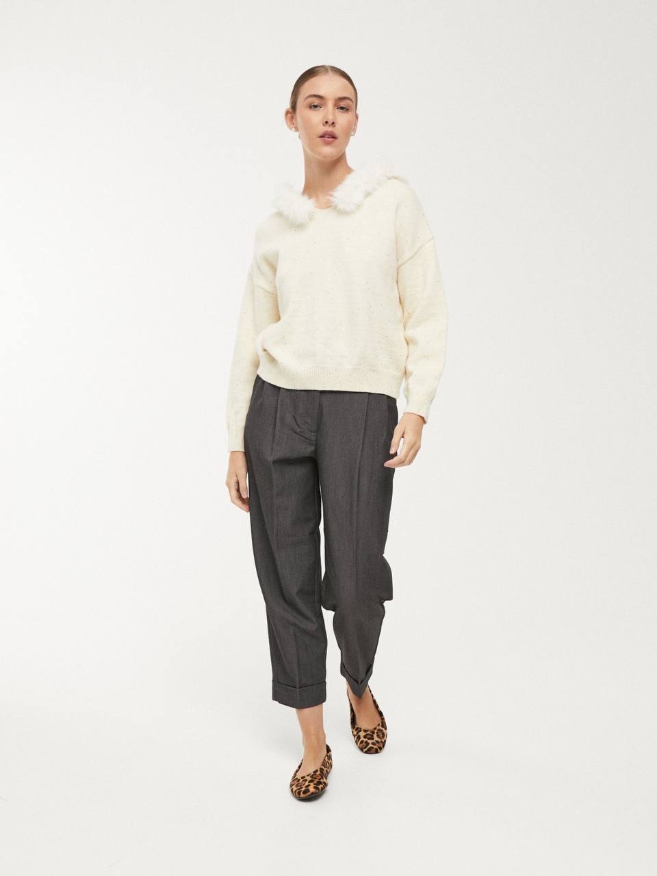 Knit Jumper with Hood and Fur