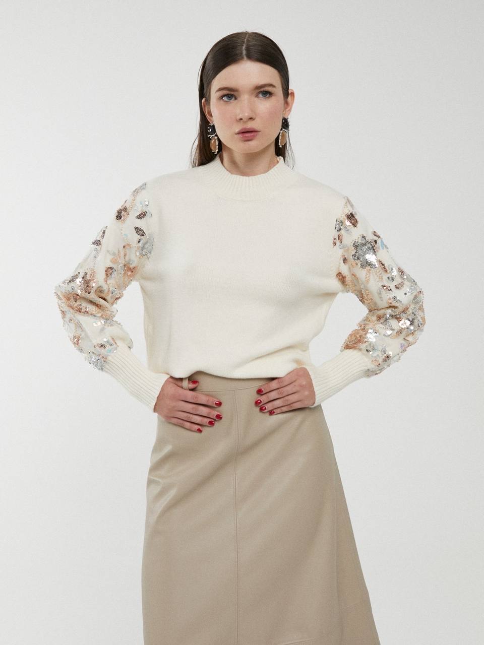 Knit Jumper with Voluminous Sleeves