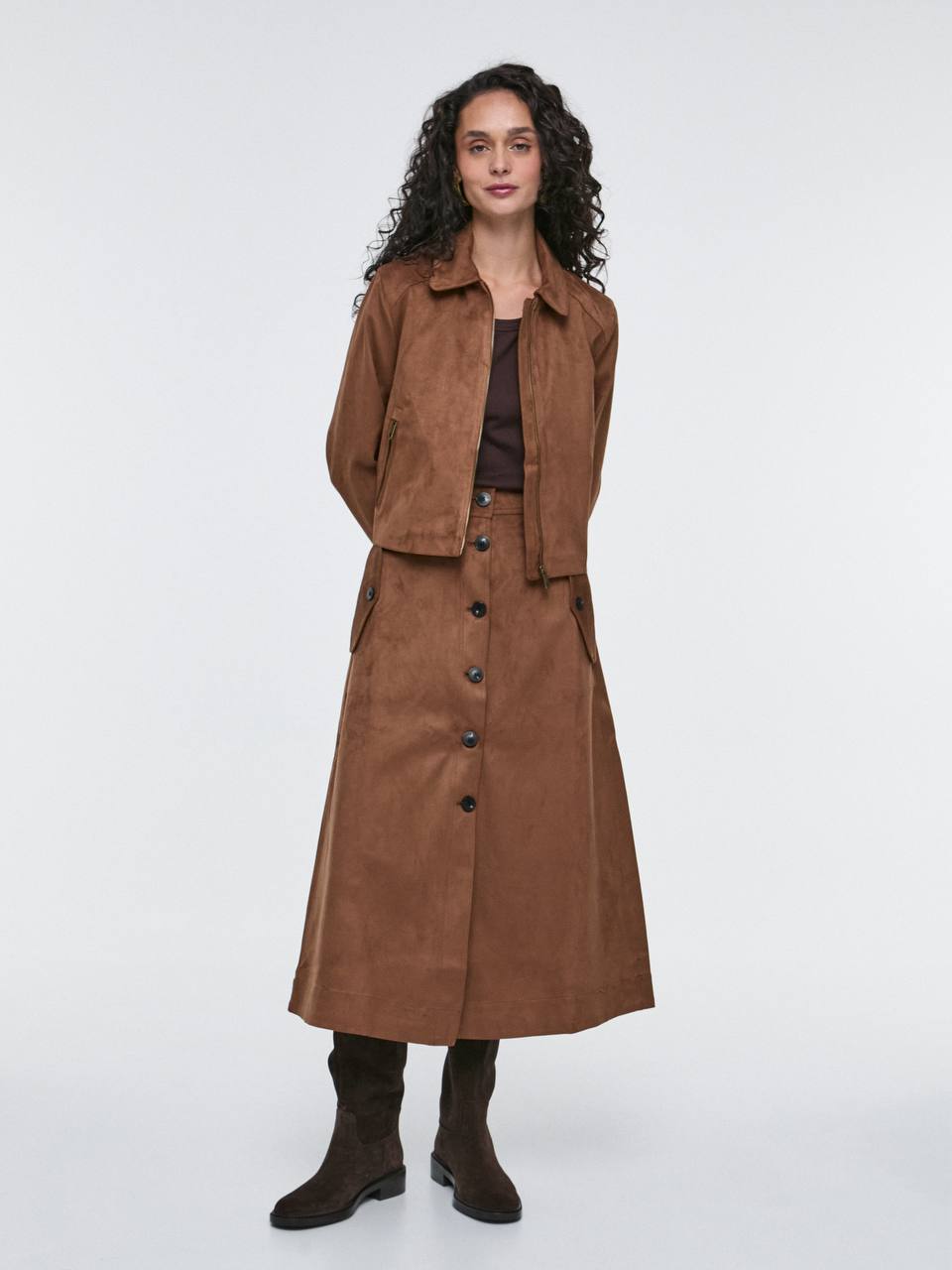 Soft Eco-Suede Midi Skirt