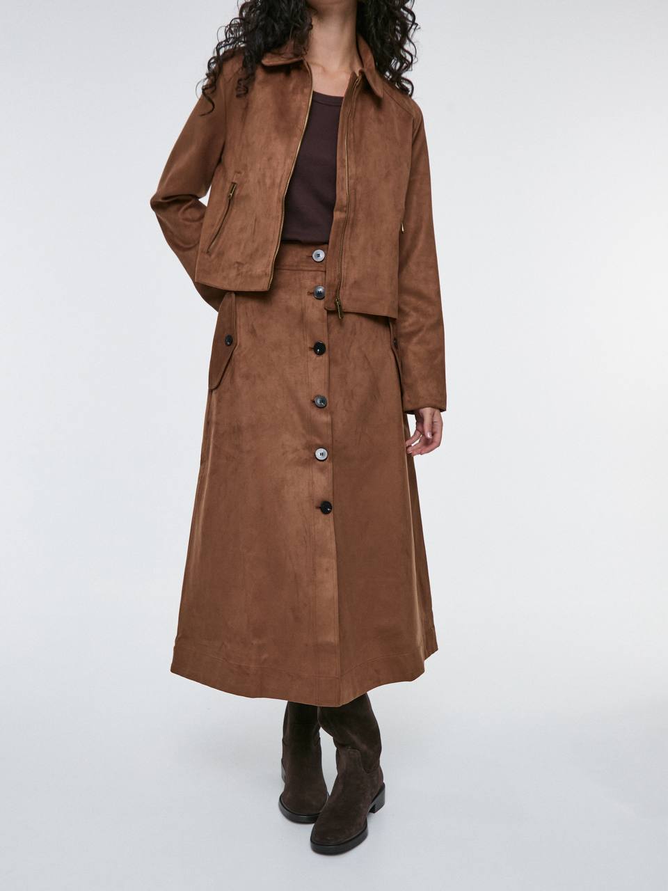 Soft Eco-Suede Midi Skirt